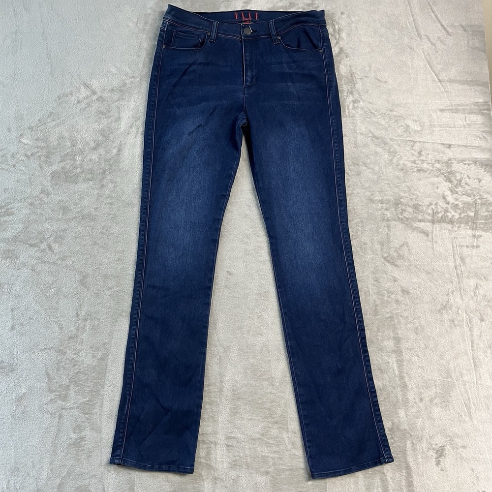 ELLE Paris Womens 10 (31x32) Dark Wash Bootcut Jeans Stretch Denim Blue EUC